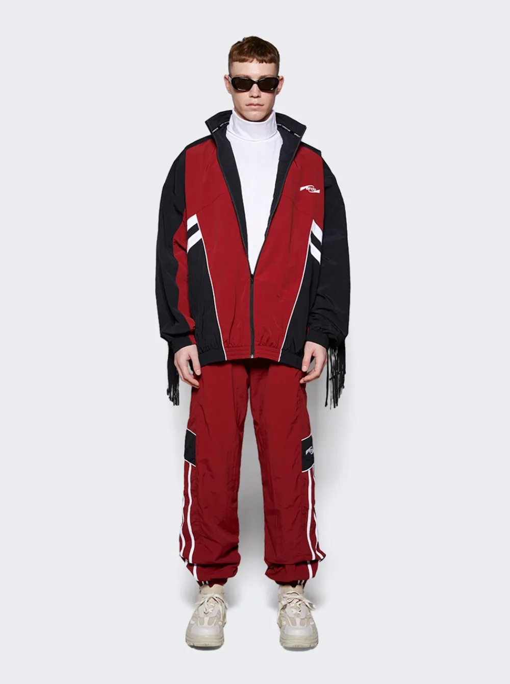 Martine Rose Fringe Track Jacket Burgundy