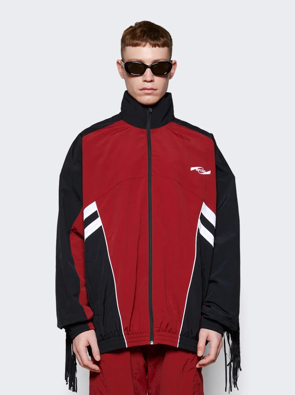 Martine Rose Fringe Track Jacket Burgundy