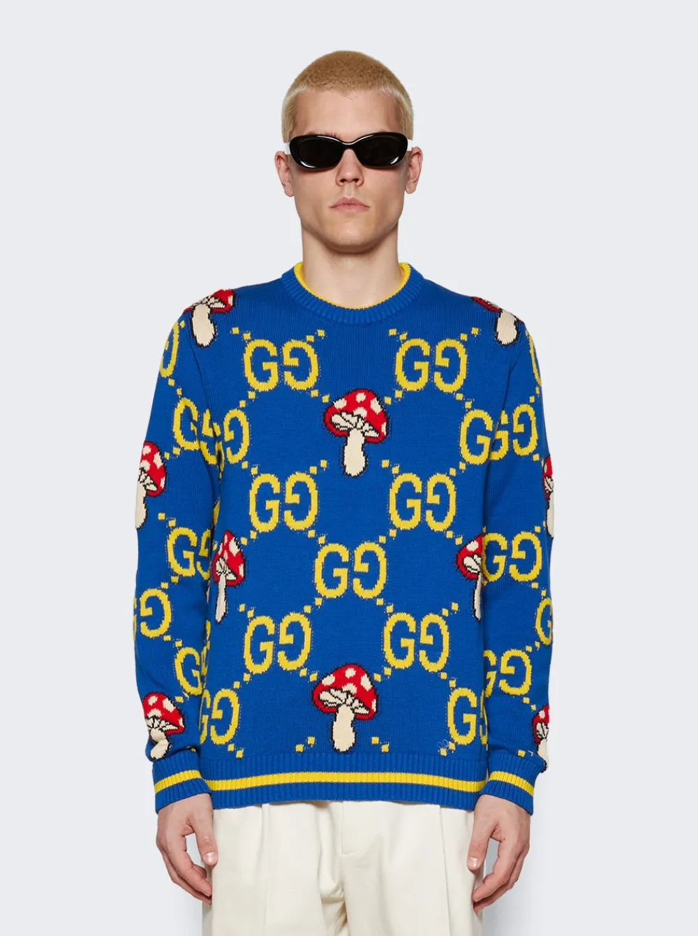 Gucci Gg Cotton Wool Sweater Blue