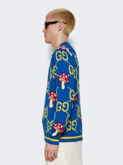 Gucci Gg Cotton Wool Sweater Blue