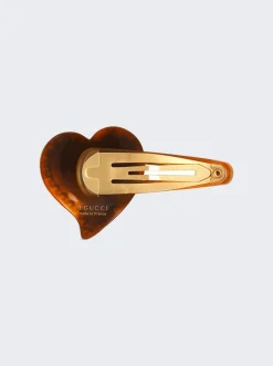 Gucci Gg Crystal Rim Hair Clip Brown