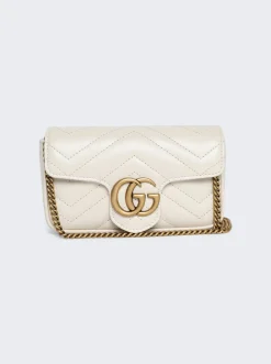 Gucci Gg Marmont Leather Super Mini Bag Mystic White
