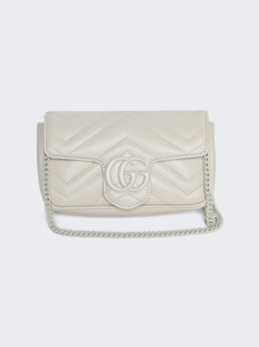 Gucci Gg Marmont Leather Super Mini Bag Mystic White