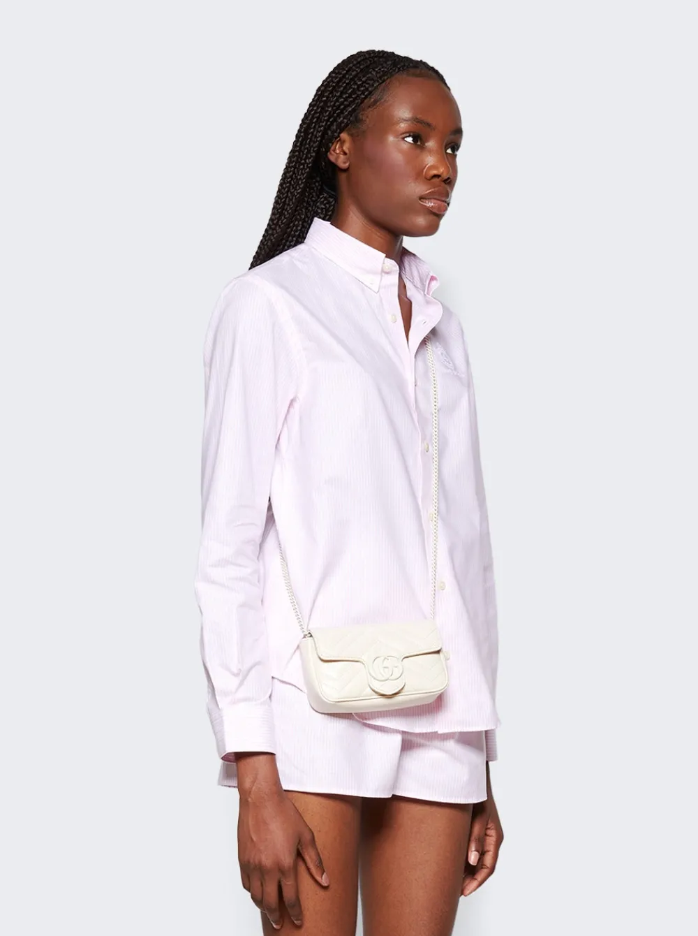 Gucci Gg Marmont Leather Super Mini Bag Mystic White