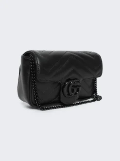 Gucci Gg Marmont Leather Super Mini Bag Black