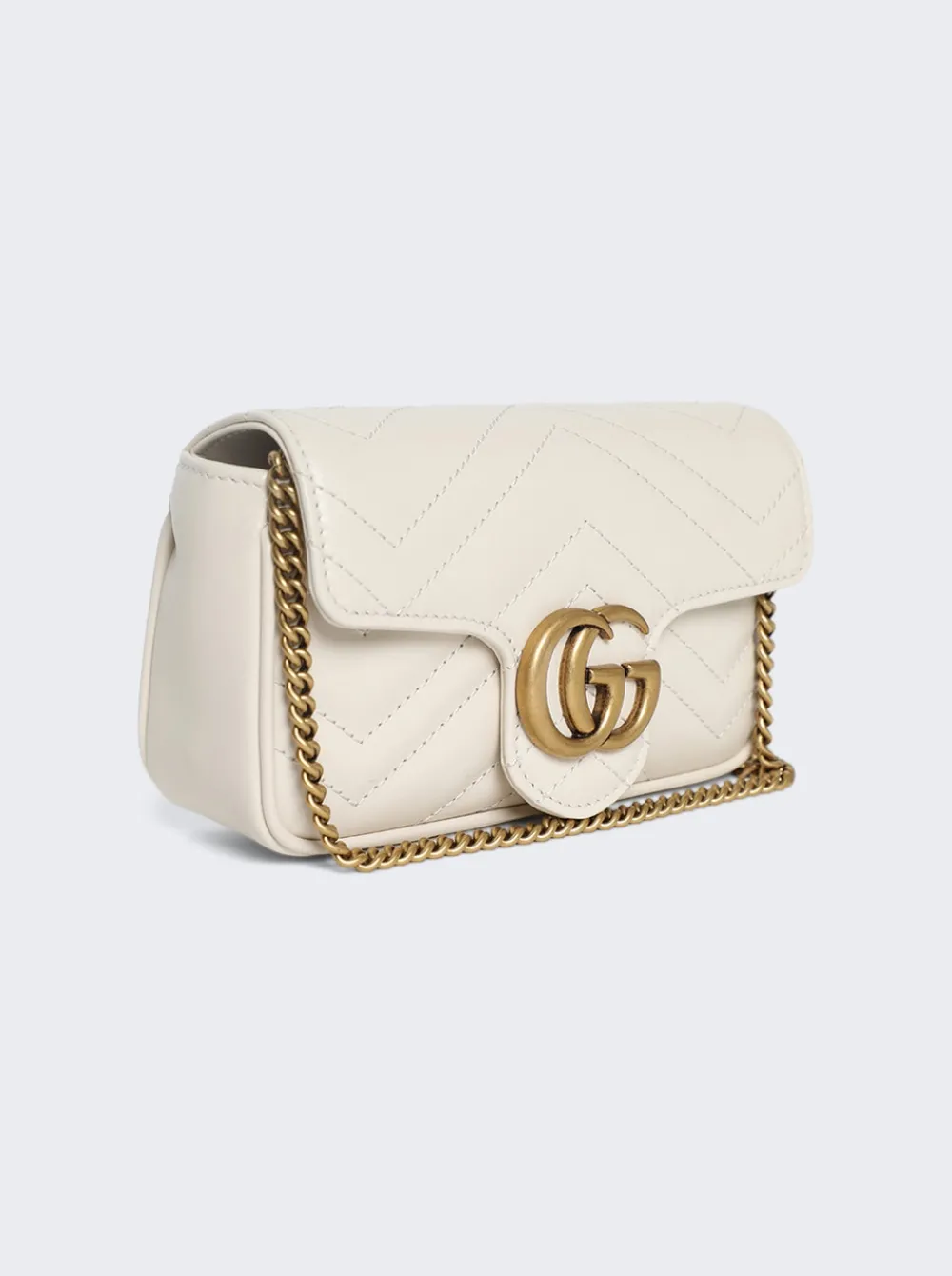 Gucci Gg Marmont Leather Super Mini Bag Mystic White