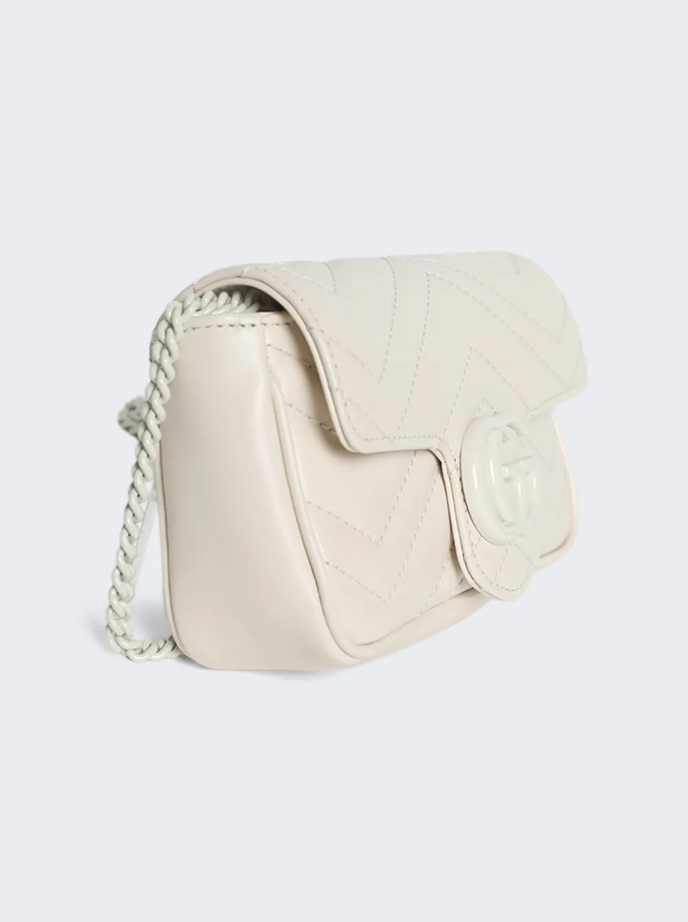Gucci Gg Marmont Leather Super Mini Bag Mystic White