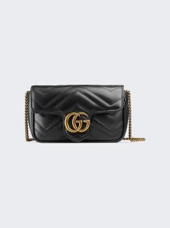Gucci Gg Marmont Matelasse Leather Super Mini Bag Black