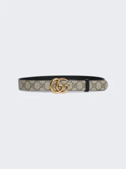 Gucci Gg Marmont Reversible Belt Beige And Black