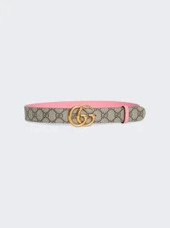 Gucci Gg Marmont Reversible Belt Beige And Pink