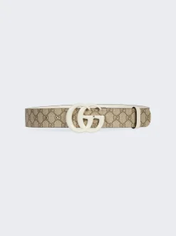 Gucci Gg Marmont Wide Belt Beige And Ebony