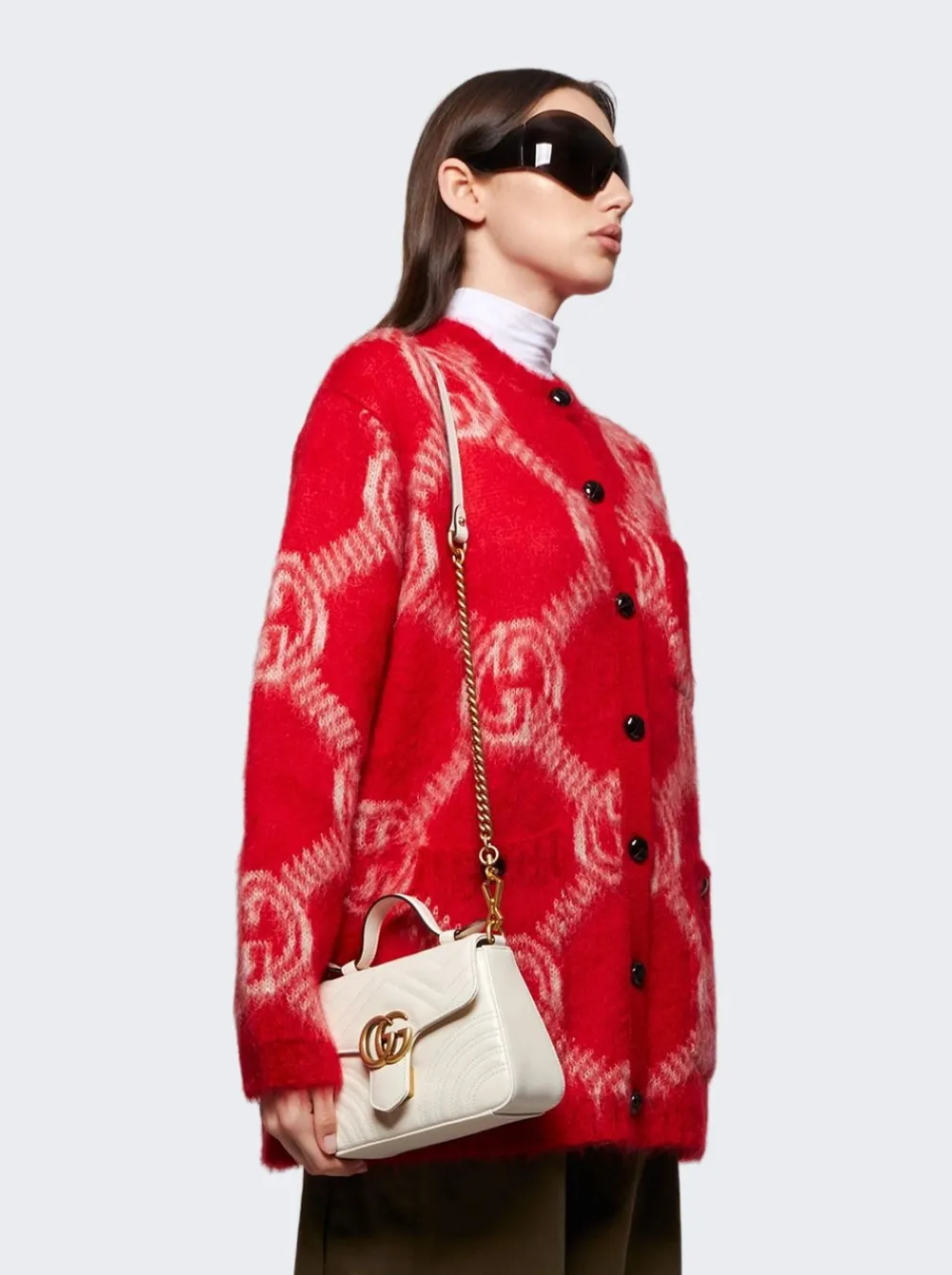Gucci Gg Marmot Top Handle Bag White
