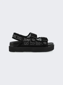 Gucci Gg Sandal With Crystal Logo Black