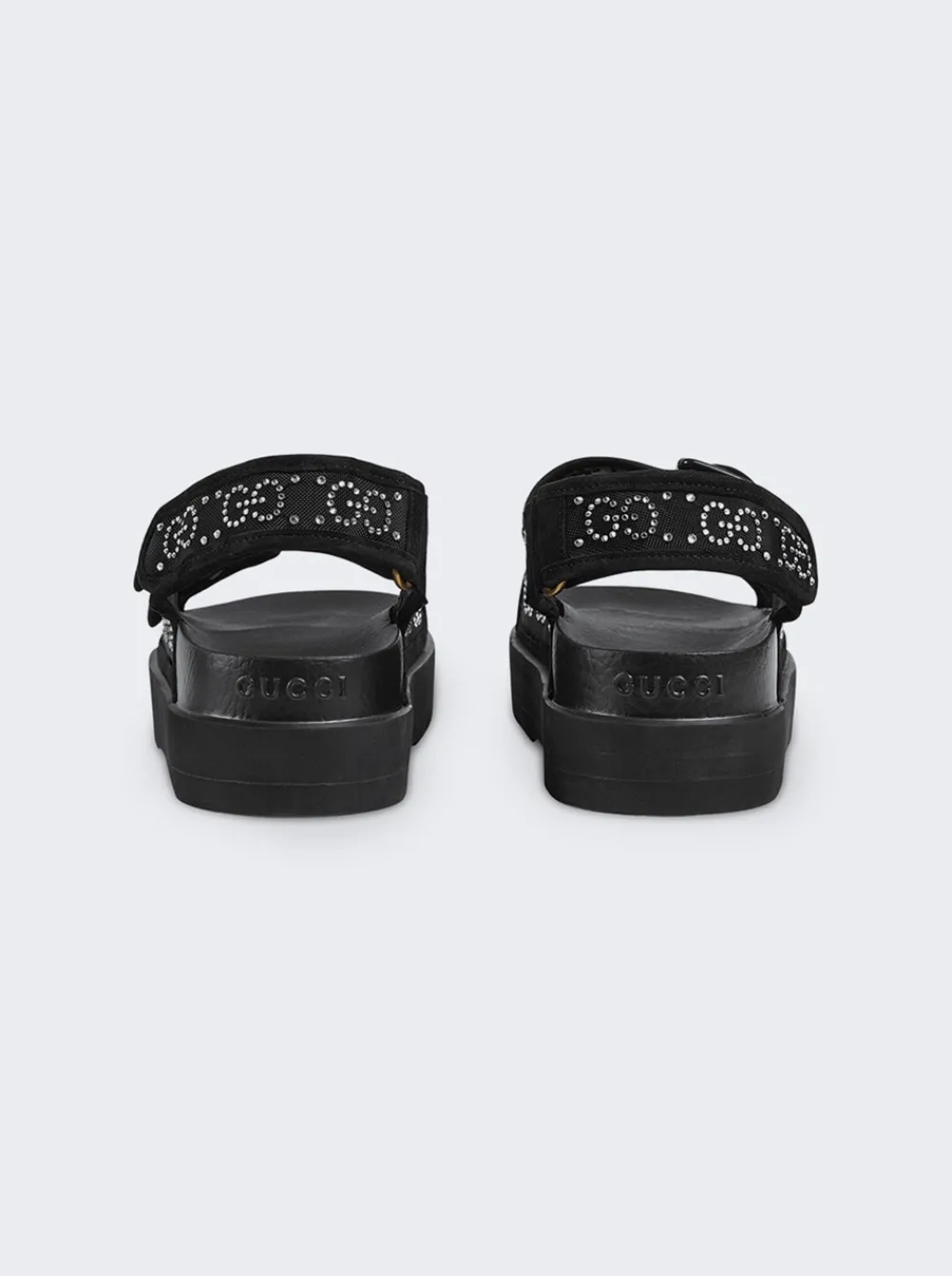 Gucci Gg Sandal With Crystal Logo Black