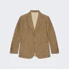 Gucci Gg Supreme Linen Formal Jacket Camel