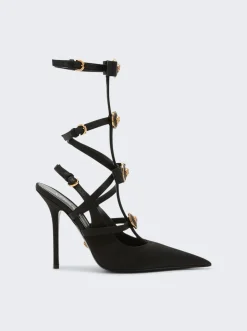 Versace Gladiator Slingback Pumps Black And Gold