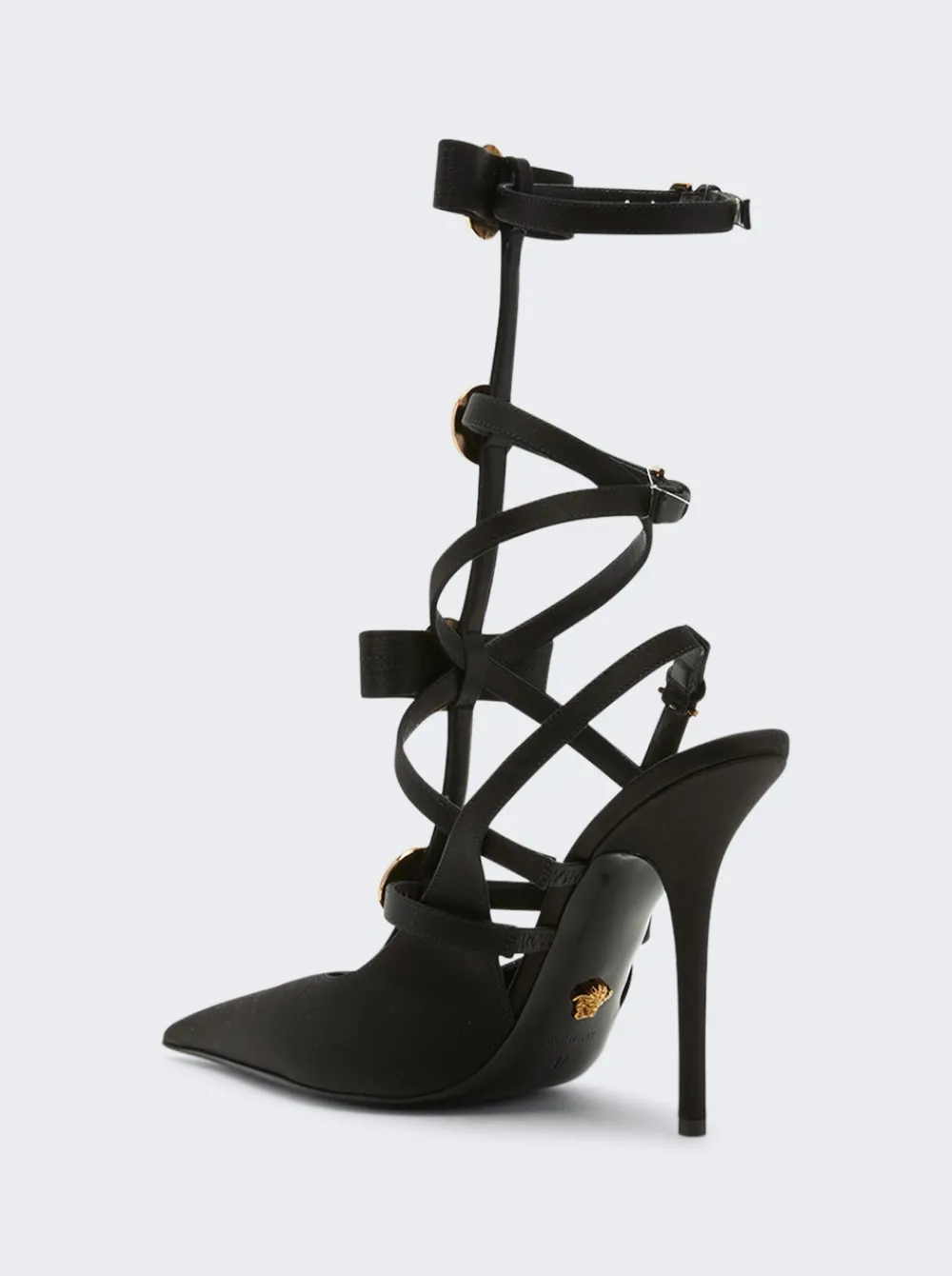 Versace Gladiator Slingback Pumps Black And Gold