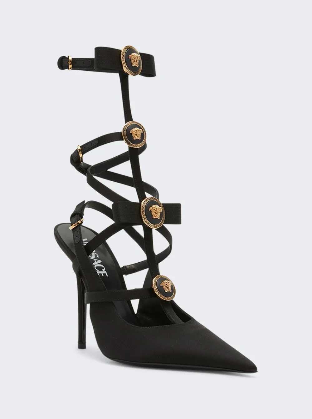 Versace Gladiator Slingback Pumps Black And Gold