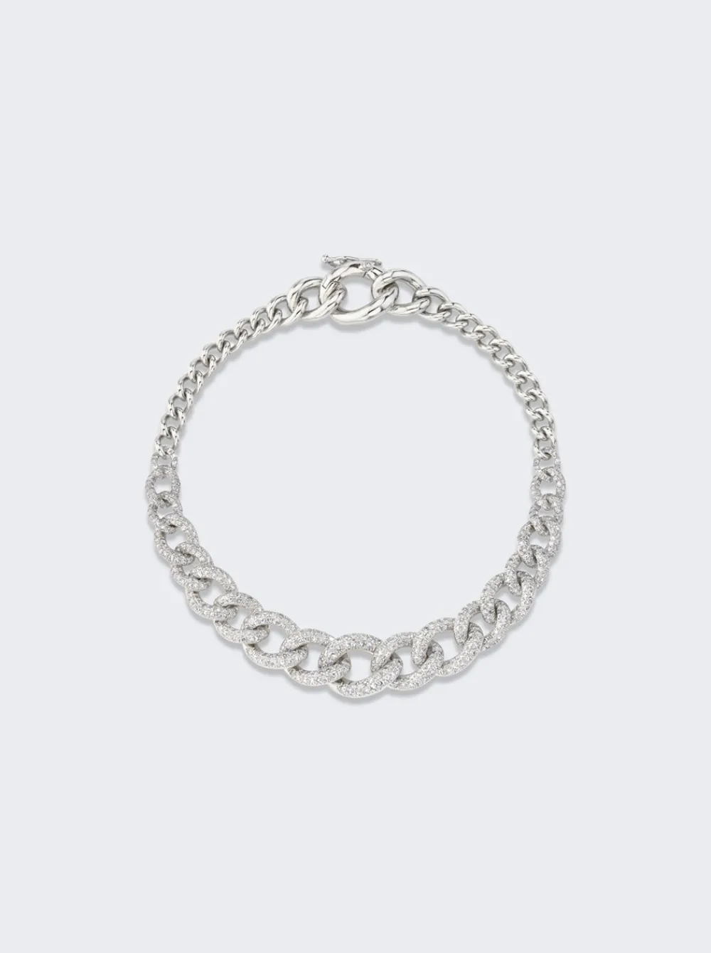 SHAY Gradual Pave Diamond Link Bracelet 18K White Gold