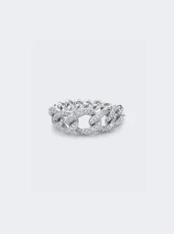 SHAY Gradual Pave Diamond Link Ring 18K White Gold