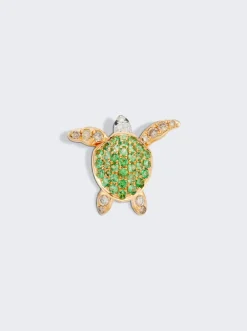 Mio Harutaka Green Garnet Turtle Single Earring 18K Rose Gold And White Gold