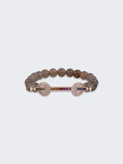 Ananya Grey Moonstone And Rainbow Sapphire Chakra Bracelet 18K Rose Gold