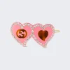 Gucci Hair Clip With Gg And Hearts Pink