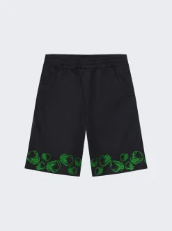 VEERT Heart Embroidered Shorts Black