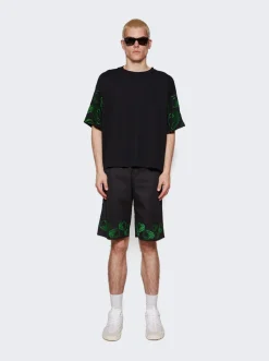 VEERT Heart Embroidered Shorts Black