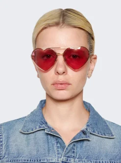 Gucci Heart Shaped Sunglasses Gold