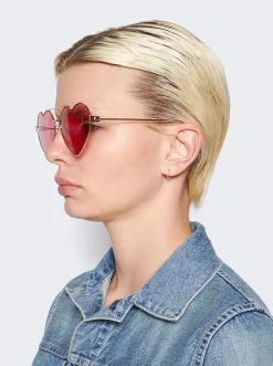 Gucci Heart Shaped Sunglasses Gold