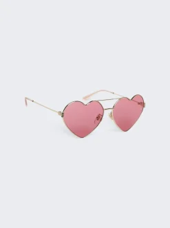 Gucci Heart Shaped Sunglasses Gold
