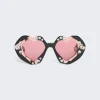 Gucci Heart Shaped Tortoiseshell Sunglasses Black