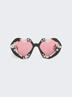 Gucci Heart Shaped Tortoiseshell Sunglasses Black
