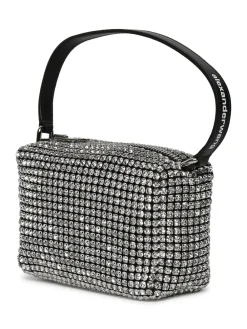 Alexander Wang Heiress Medium Pouch, White Rhinestone Mesh