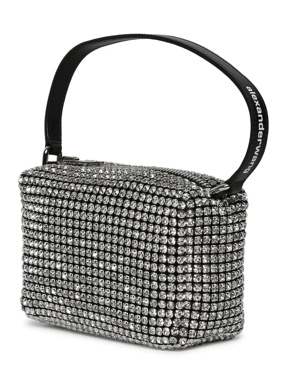 Alexander Wang Heiress Medium Pouch, White Rhinestone Mesh