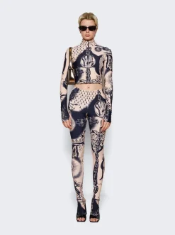 Jean Paul Gaultier Heraldique Legging Nude And Navy