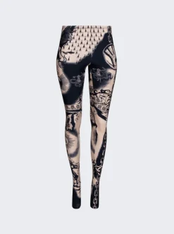 Jean Paul Gaultier Heraldique Legging Nude And Navy