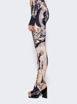 Jean Paul Gaultier Heraldique Legging Nude And Navy