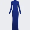 Monot High Neck Backless Dress Blue