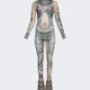 Jean Paul Gaultier High Neck Soleil Jumpsuit Nude And Blue