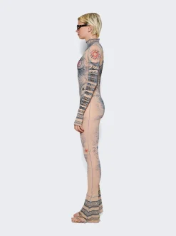 Jean Paul Gaultier High Neck Soleil Jumpsuit Nude And Blue
