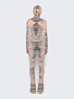 Jean Paul Gaultier High Neck Soleil Jumpsuit Nude And Blue