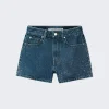 Alexander Wang High Rise Clear Bead Shorts Deep Blue