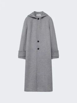 Loewe Hooded Coat Melange Grey