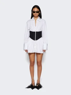 Dion Lee Internal Shirt Corset Dress White And Black