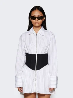 Dion Lee Internal Shirt Corset Dress White And Black