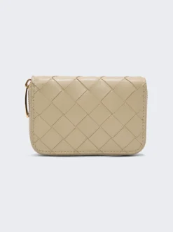 Bottega Veneta Intrecciato Zip Wallet Porridge And Gold
