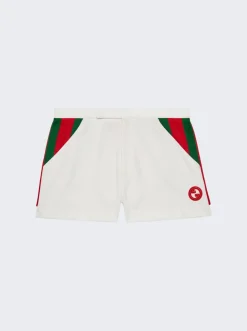 Gucci Jersey Shorts With Web Stripe White