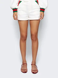 Gucci Jersey Shorts With Web Stripe White